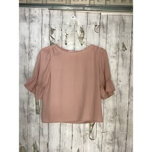 Nordstrom Rack Women's Puff Sleeve Scoop Neck Pullover Pink Blouse Size Small